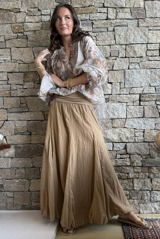 Songbird Bandeau Skirt Dress Camel - /2=